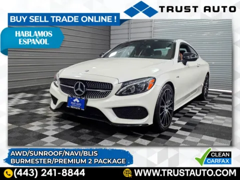 White 2017 Mercedes-Benz C-Class AMG C 43 4MATIC AWD Coupe w/Premium 2 Pkg for sale in Sykesville, MD