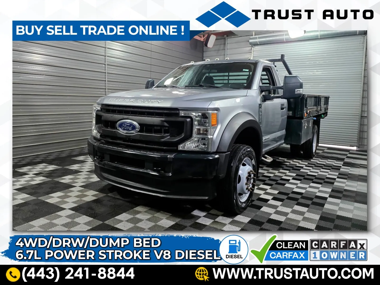 Silver 2020 Ford F-450 Super Duty Chassis XL Regular Cab DRW 4WD Dump Bed Truck for sale in Sykesville, MD
