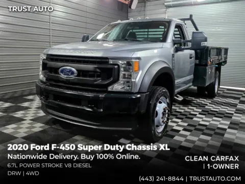 Silver 2020 Ford F-450 Super Duty Chassis XL Regular Cab DRW 4WD Dump Bed Truck for sale in Sykesville, MD