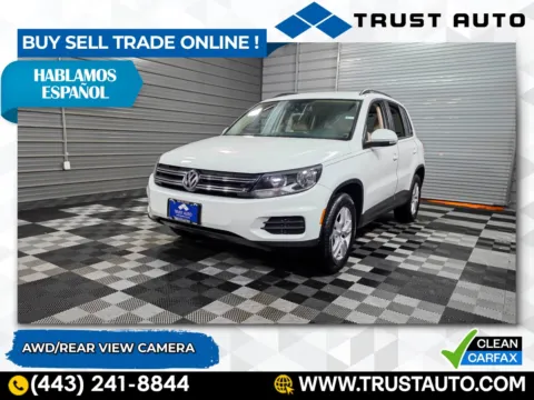 White 2017 Volkswagen Tiguan S AWD SUV for sale in Sykesville, MD