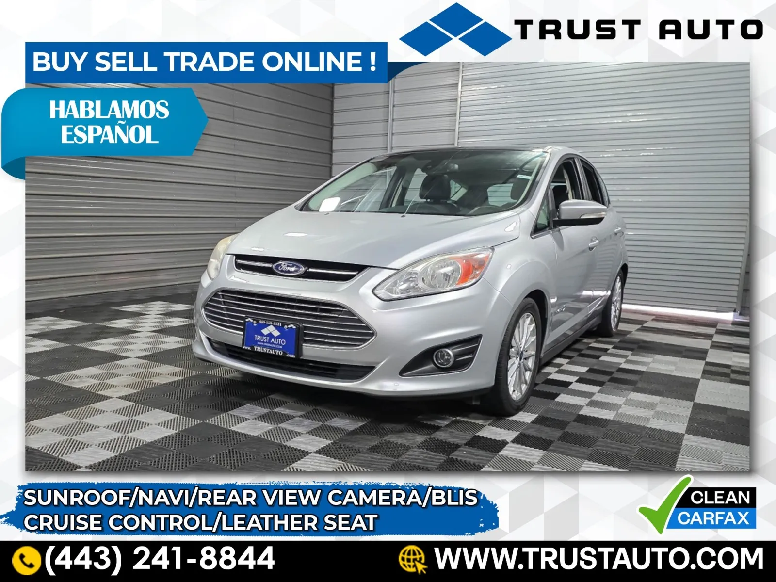 Silver 2016 Ford C-Max SEL Hybrid-Electric Hatchback for sale in Sykesville, MD
