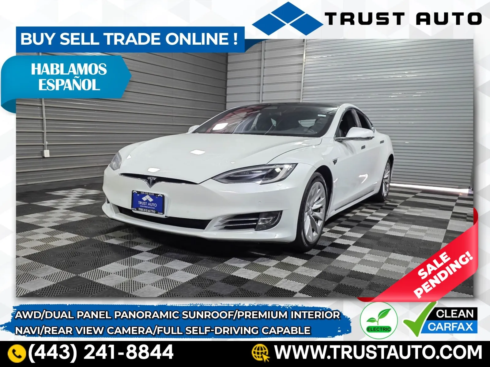 2017 Tesla Model S 100D AWD Electric Sedan for sale in Sykesville, MD