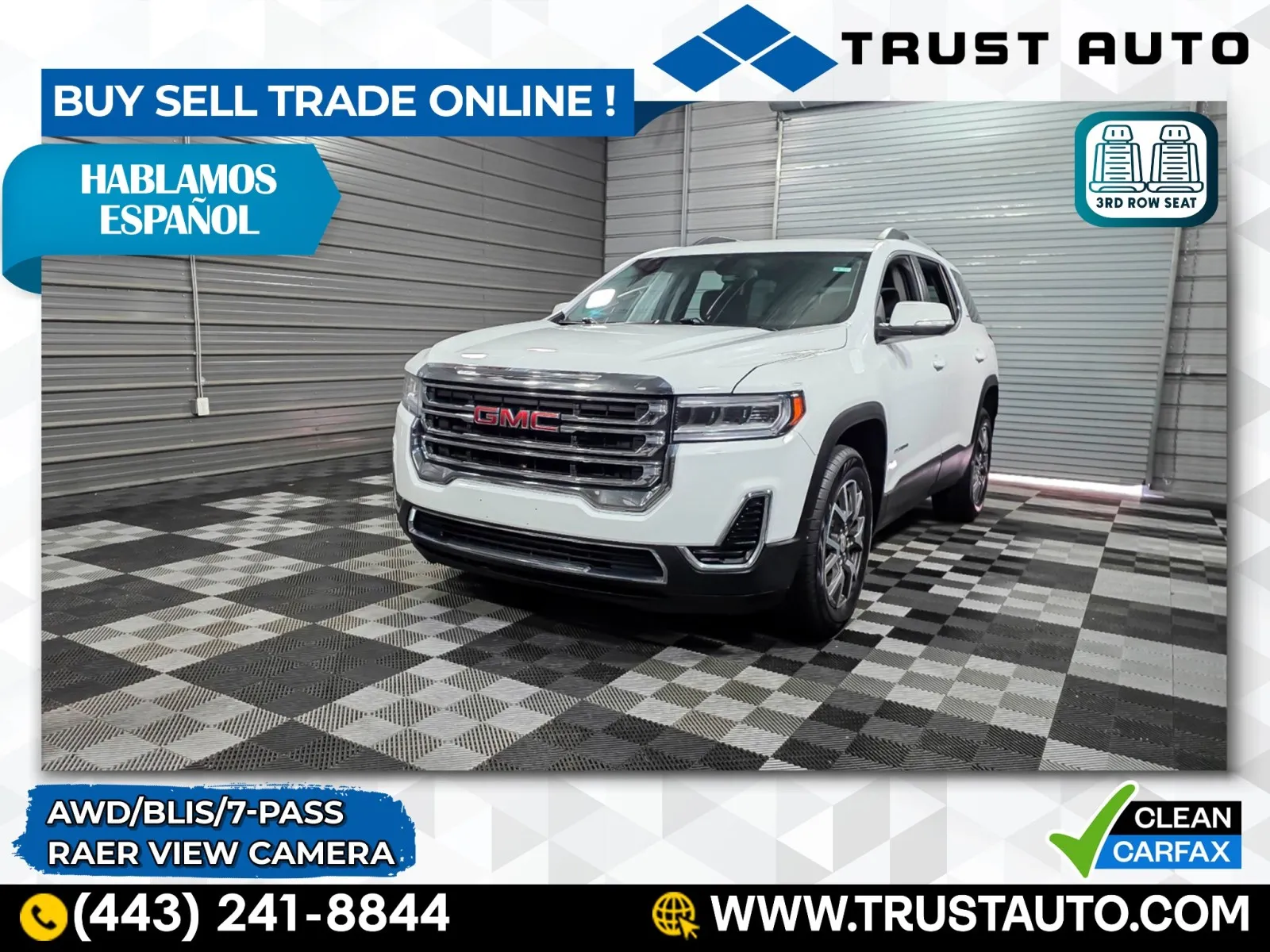 White 2020 GMC Acadia SLE AWD 7-Passenger SUV for sale in Sykesville, MD