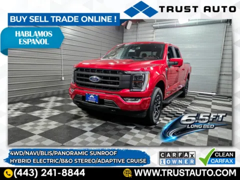 Red 2022 Ford F-150 LARIAT 4WD Super Crew Hybrid Electric 6.5FT Long Bed Pickup Truck for sale in Sykesville, MD