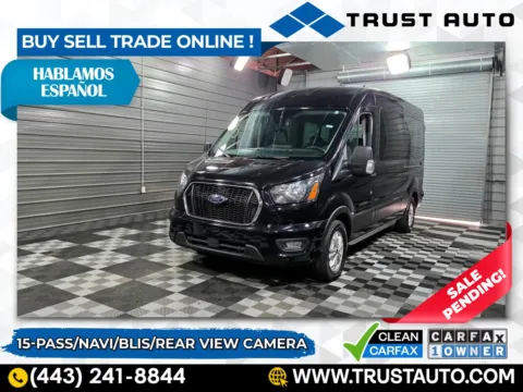 Black 2024 Ford Transit T-350 15-Passenger XLT 148WB Medium Roof Minivan/Van for sale in Sykesville, MD