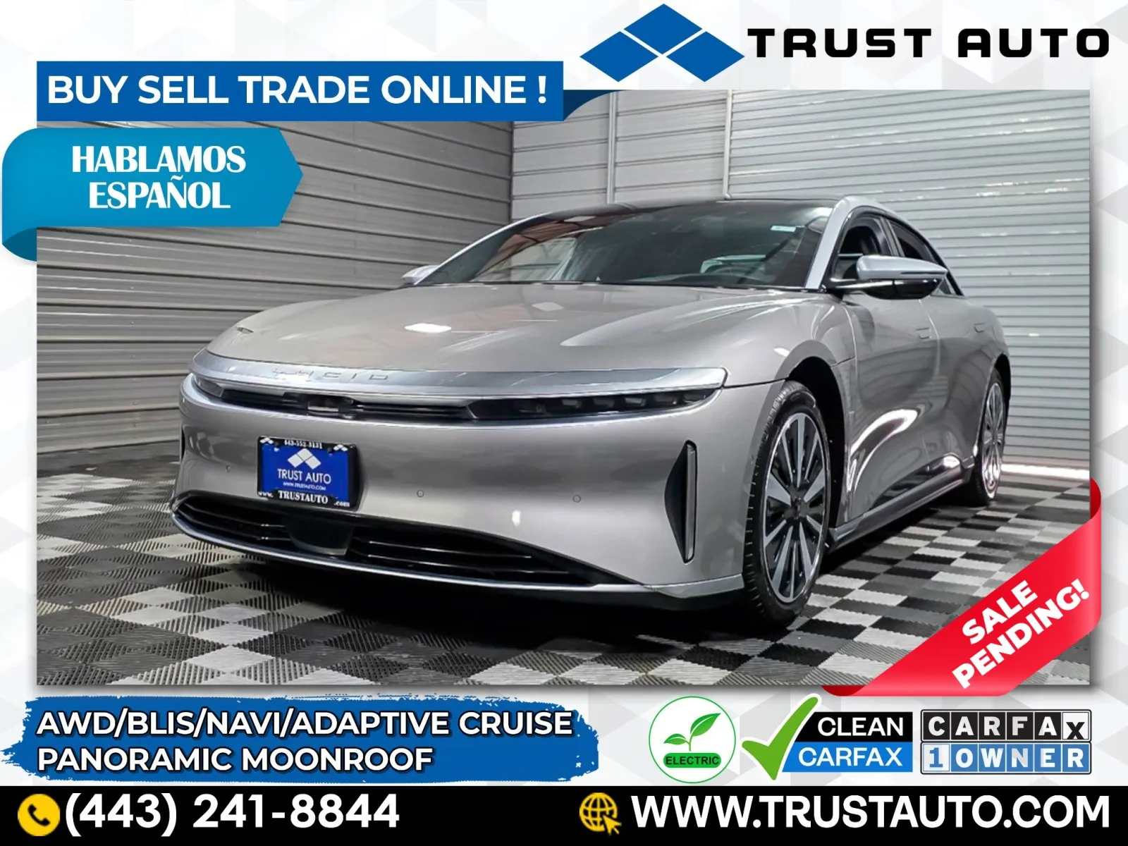 2023 Lucid Air Grand Touring AWD Electric Luxury Sedan for sale in Sykesville, MD