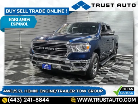 Blue 2021 Ram 1500 Big Horn 4WD Crew Cab HEMI Pickup Truck for sale in Sykesville, MD