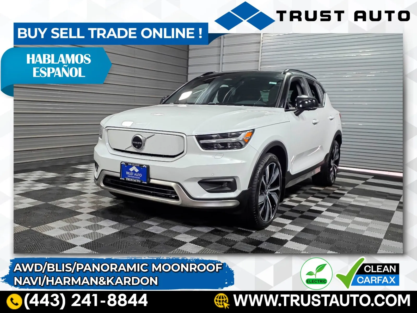White 2021 Volvo XC40 AWD Electric Luxury SUV for sale in Sykesville, MD