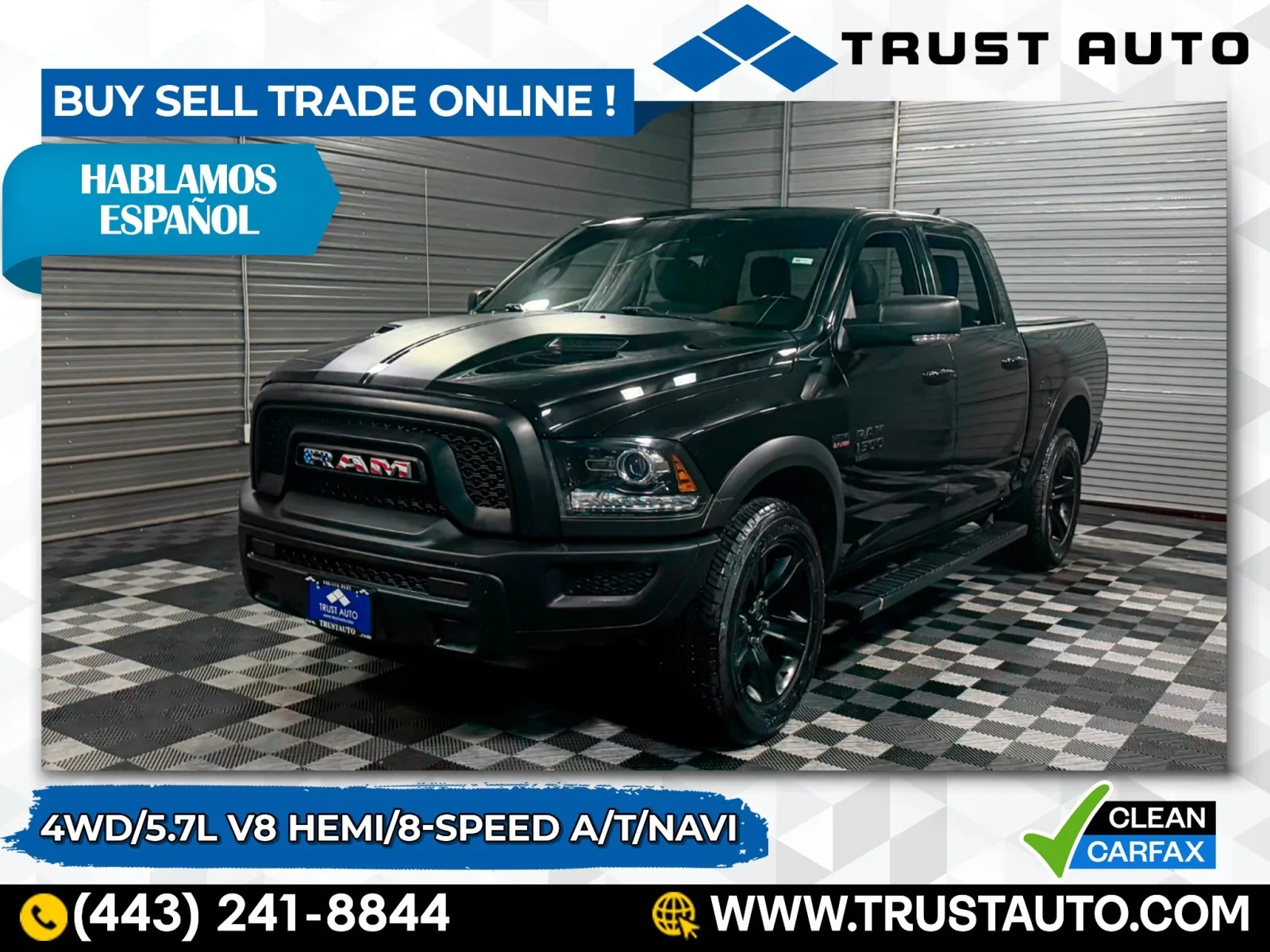 Black 2022 Ram 1500 Classic Warlock 4WD Crew Cab 5.7L V8 Hemi Pickup Truck w/8-Speed A/T for sale in Sykesville, MD