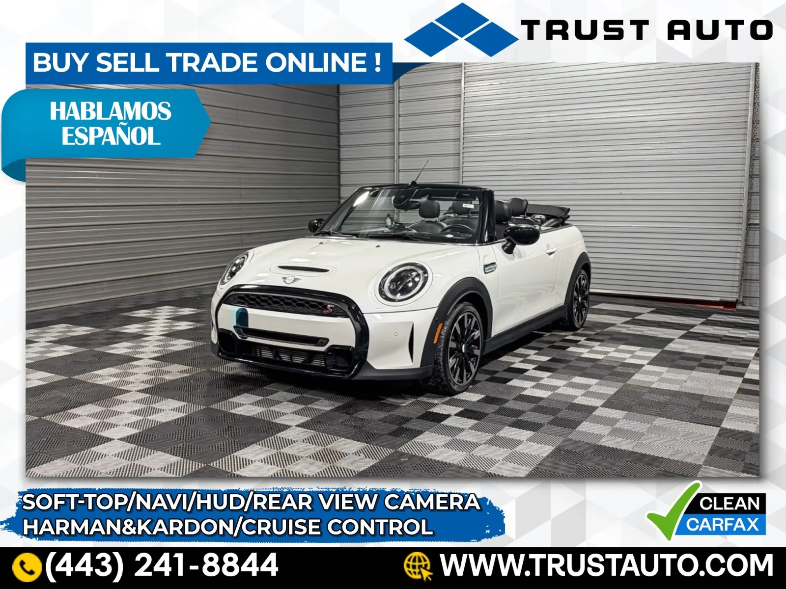 White 2024 MINI Cooper S Soft-Top Convertible w/Iconic Trim for sale in Sykesville, MD