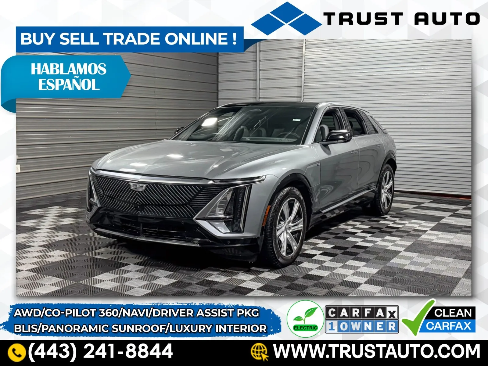 Silver 2024 Cadillac LYRIQ Tech AWD Electric Luxury SUV w/Driver Assist Pkg for sale in Sykesville, MD