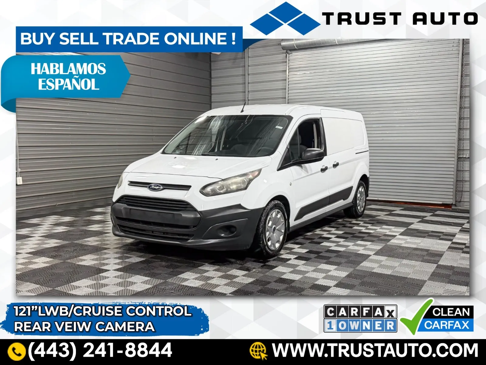 White 2016 Ford Transit Connect XL 121'' LWB Minivan/Van for sale in Sykesville, MD