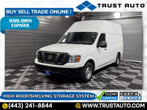 White 2018 Nissan NV Cargo S High Roof Minivan/Van for sale in Sykesville, MD