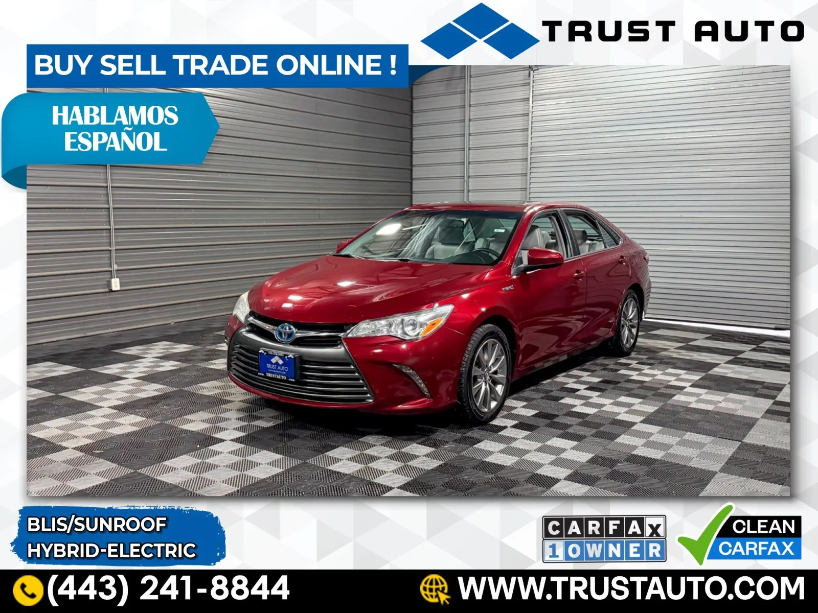 Red 2017 Toyota Camry XLE Hybrid-Electric Sedan for sale in Sykesville, MD