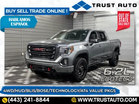 Gray 2021 GMC Sierra 1500 AT4 4WD Crew Cab 6.2L Ecotec3 Pickup Truck for sale in Sykesville, MD
