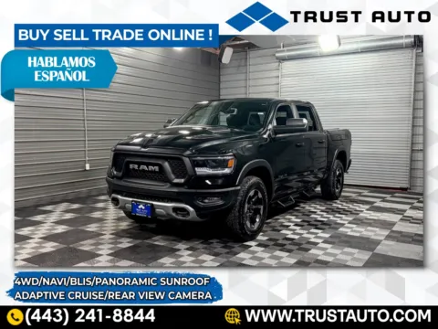Black 2020 Ram 1500 Rebel 4WD Crew Cab 5.7L V8 HEMI Pickup Truck for sale in Sykesville, MD