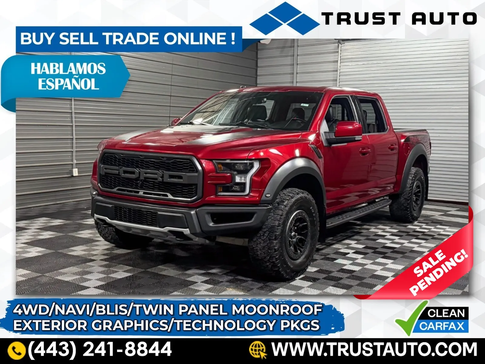 2018 Ford F-150 Raptor 4WD SuperCrew Pickup Truck w/Technology Pkg for sale in Sykesville, MD