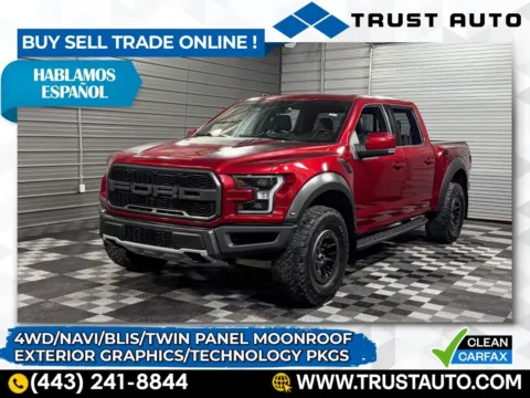 Red 2018 Ford F-150 Raptor 4WD SuperCrew Pickup Truck w/Technology Pkg for sale in Sykesville, MD