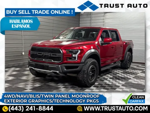 Red 2018 Ford F-150 Raptor 4WD SuperCrew Pickup Truck w/Technology Pkg for sale in Sykesville, MD