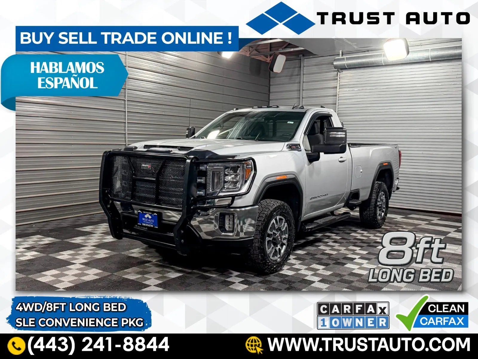 Silver 2022 GMC Sierra 2500HD SLE 4WD Regular Cab 8FT Long Bed Pickup Truck w/Convenience Pkg for sale in Sykesville, MD