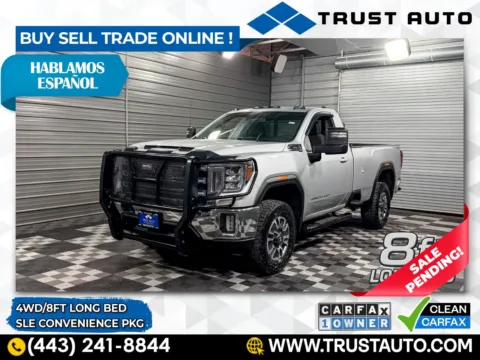 Silver 2022 GMC Sierra 2500HD SLE 4WD Regular Cab 8FT Long Bed Pickup Truck w/Convenience Pkg for sale in Sykesville, MD