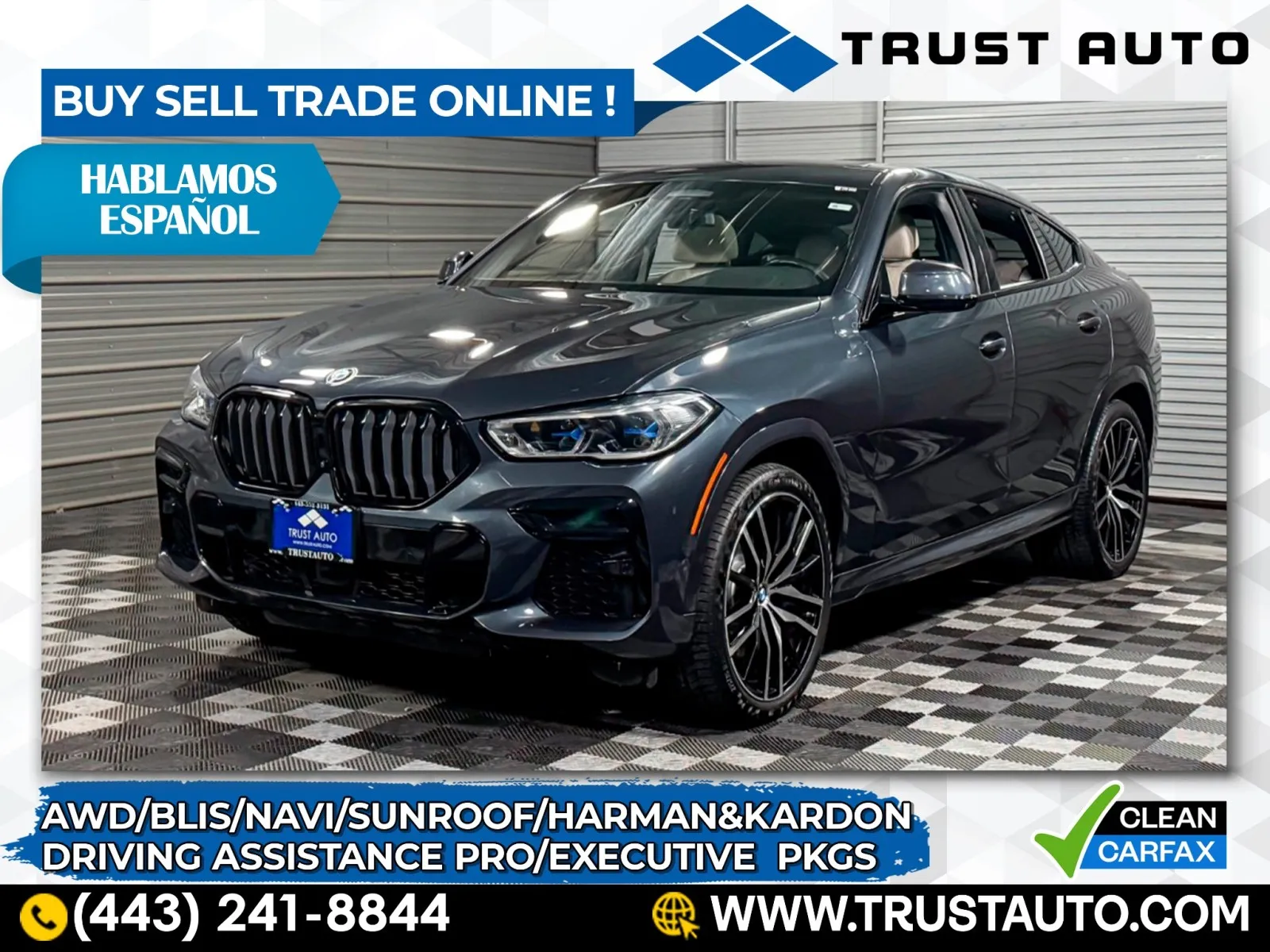 Gray 2022 BMW X6 M50i AWD Luxury SUV w/Executive Pkg for sale in Sykesville, MD