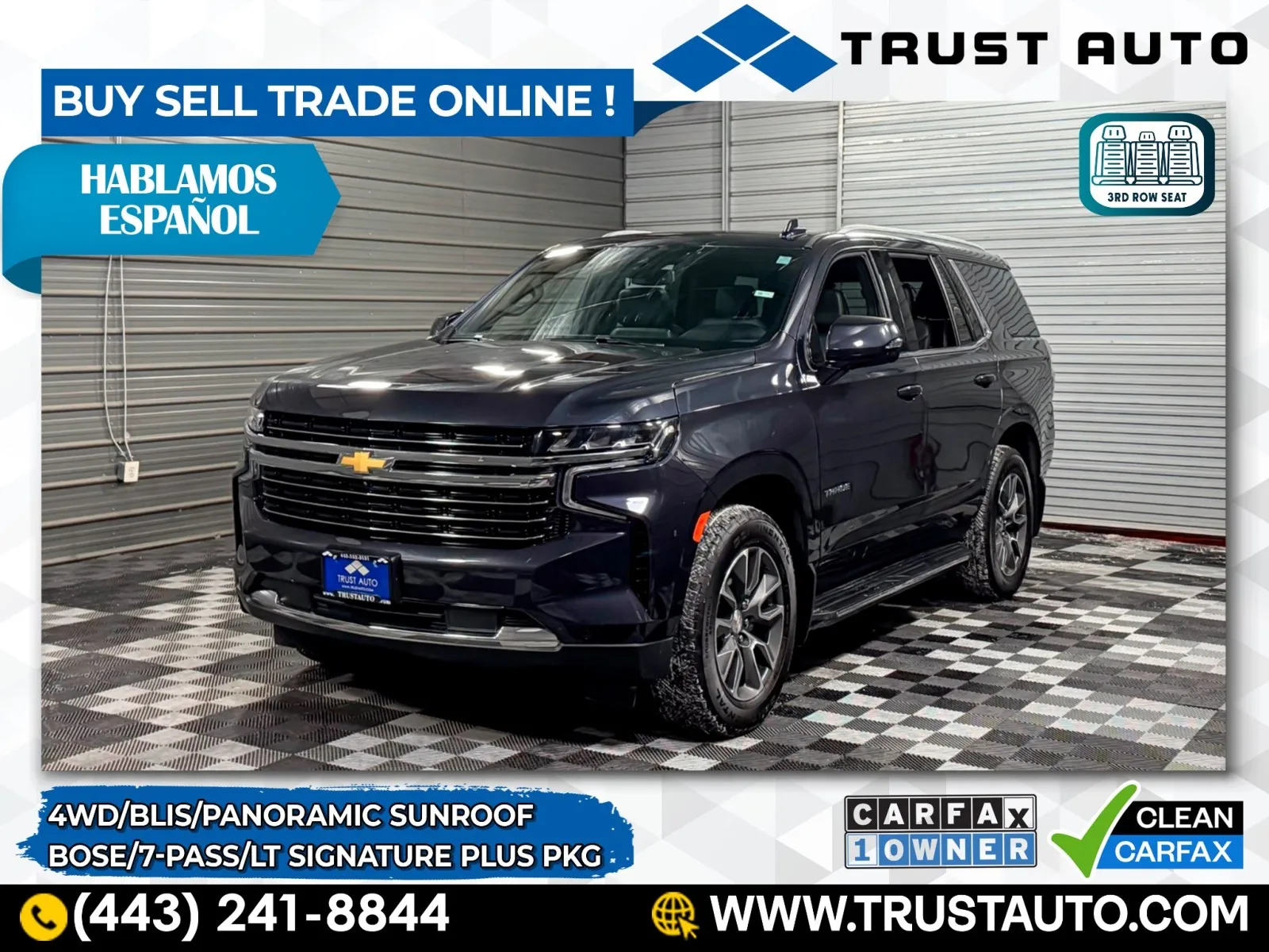 Gray 2023 Chevrolet Tahoe LT 4WD 7-Passenger SUV w/Signature Plus Pkg for sale in Sykesville, MD