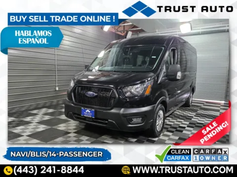 Black 2023 Ford Transit T-350 14-Passenger XL 148''WB Medium Roof Minivan/Van for sale in Sykesville, MD