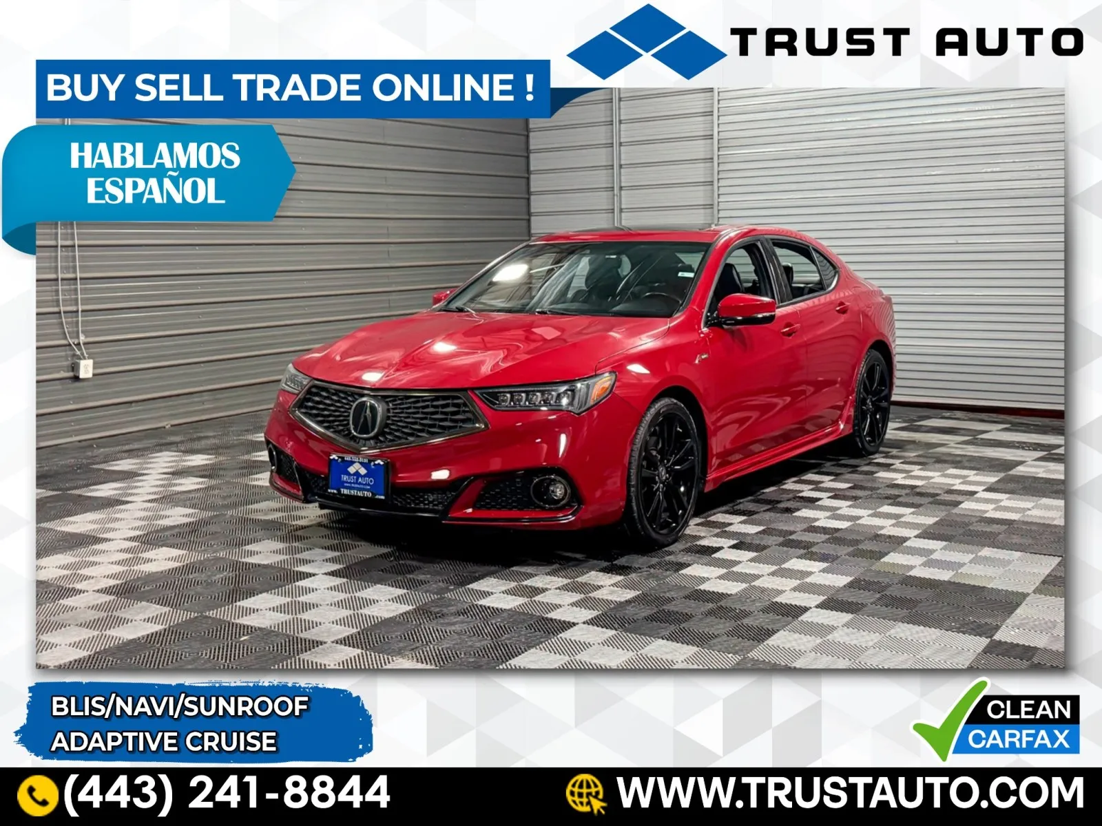 Red 2019 Acura TLX 4-Door Sedan w/A-Spec Pkg for sale in Sykesville, MD
