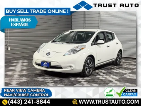 White 2017 Nissan LEAF SV Electric Hatchback for sale in Sykesville, MD