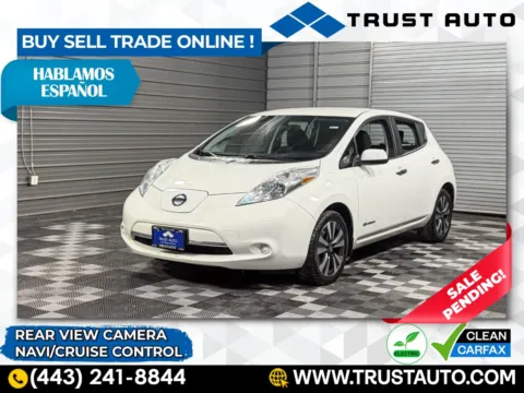 White 2017 Nissan LEAF SV Electric Hatchback for sale in Sykesville, MD