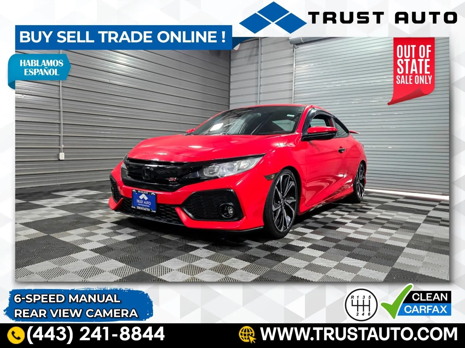 Red 2017 Honda Civic Si 6-Speed Manual Coupe for sale in Sykesville, MD