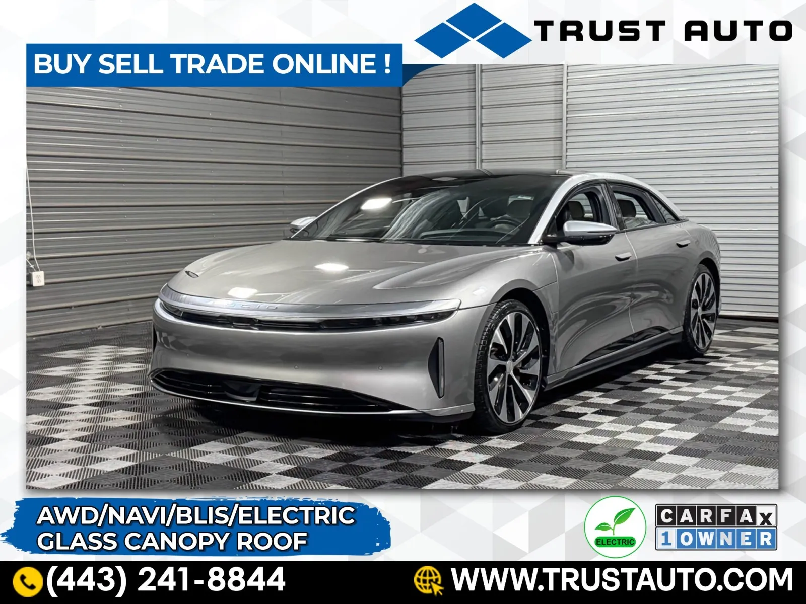 Silver 2023 Lucid Air Grand Touring AWD Electric Sedan for sale in Sykesville, MD
