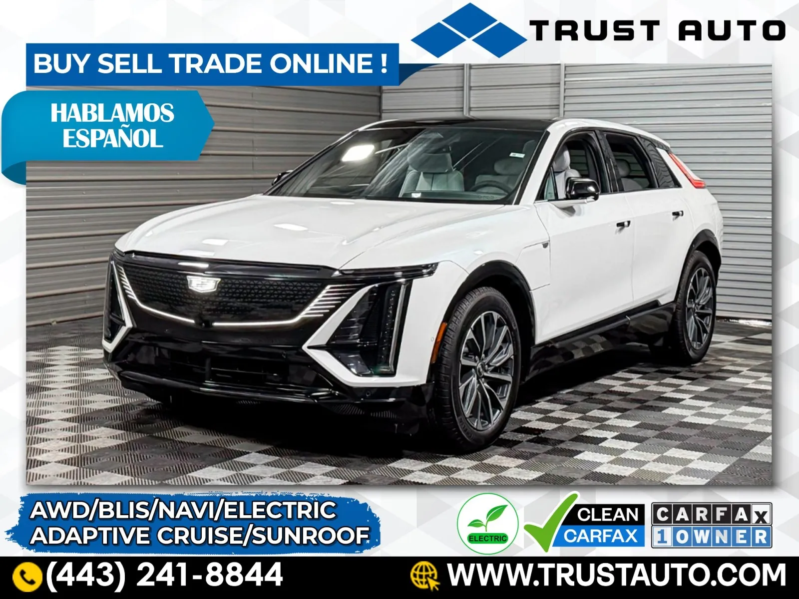 White 2025 Cadillac LYRIQ Sport AWD Electric SUV for sale in Sykesville, MD