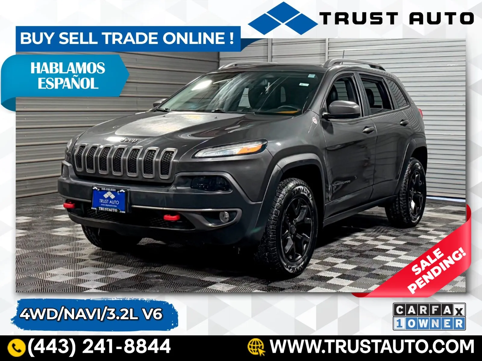 2016 Jeep Cherokee Trailhawk 4WD SUV for sale in Sykesville, MD