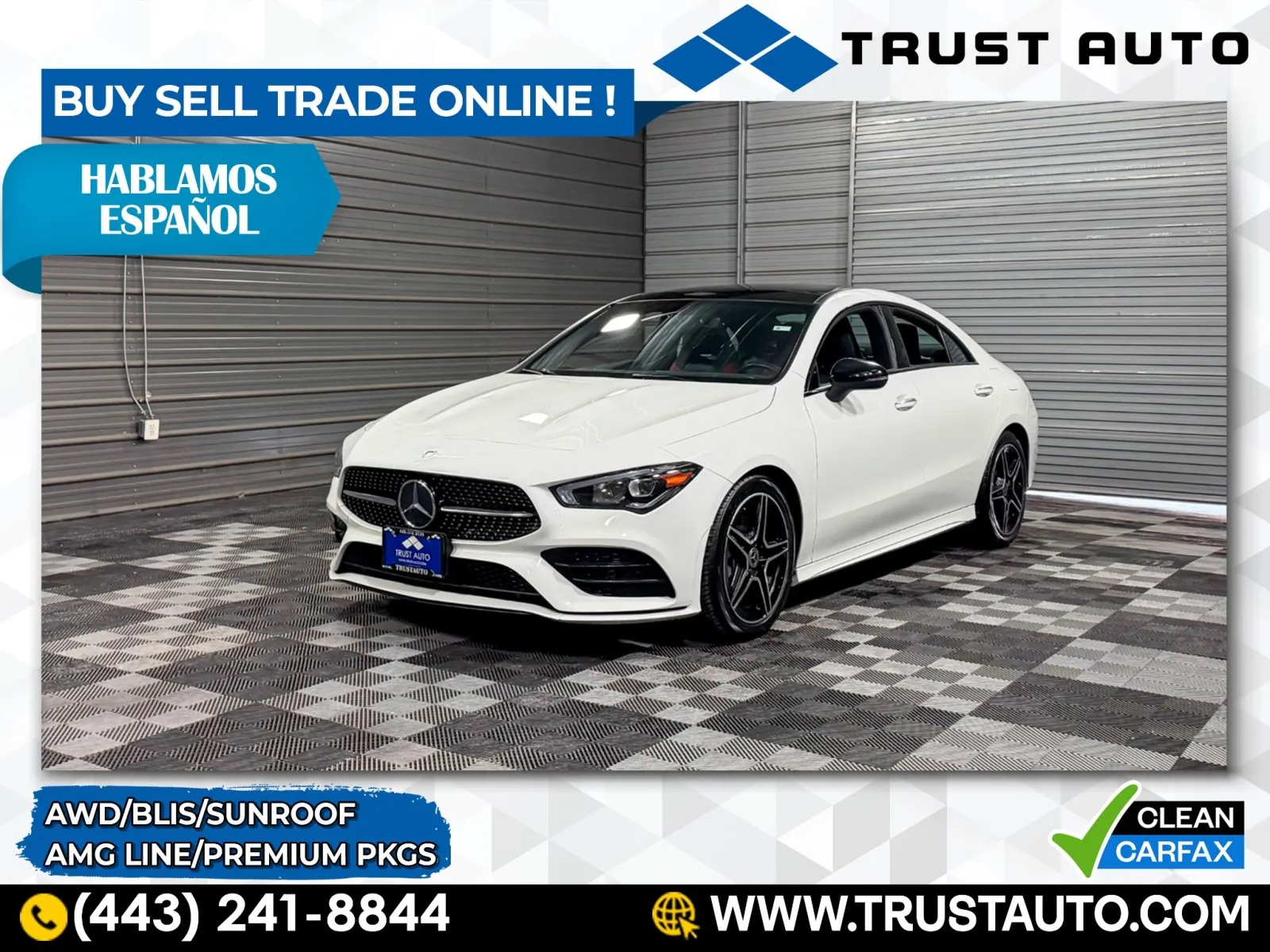 White 2021 Mercedes-Benz CLA 250 4-Door Sedan w/AMG Line Pkg for sale in Sykesville, MD