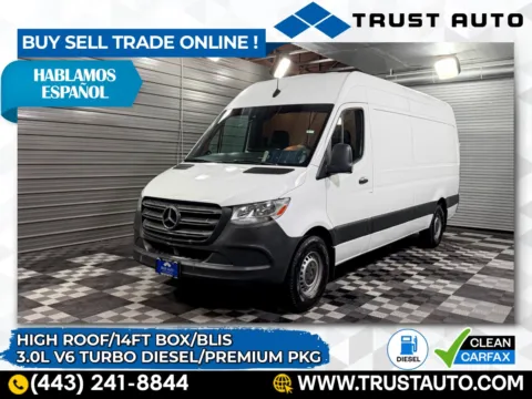 White 2021 Mercedes-Benz Sprinter 2500 Cargo High Roof 170''WB 3.0L V6 Turbo Diesel Minivan/Van w/Premium Pkg for sale in Sykesville, MD