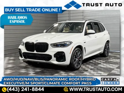 White 2022 BMW X5 xDrive45e AWD Hybrid Luxury SUV w/M Sport Pkg for sale in Sykesville, MD