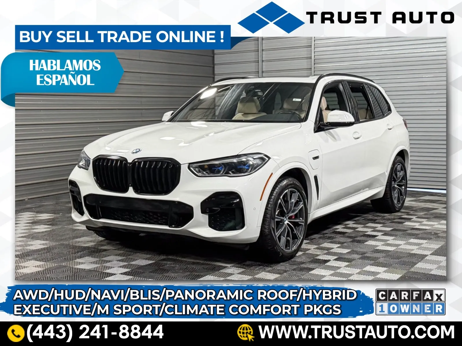 White 2022 BMW X5 xDrive45e AWD Hybrid Luxury SUV w/M Sport Pkg for sale in Sykesville, MD