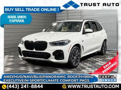 White 2022 BMW X5 xDrive45e AWD Hybrid Luxury SUV w/M Sport Pkg for sale in Sykesville, MD