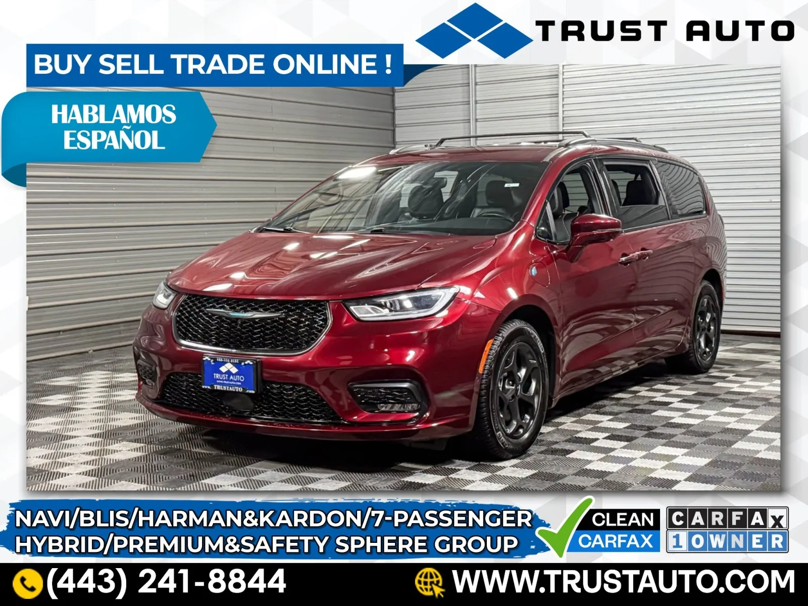 Red 2021 Chrysler Pacifica Hybrid Limited 7-Passenger Minivan/Van for sale in Sykesville, MD