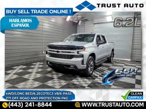 Silver 2022 Chevrolet Silverado 1500 LTD RST 4WD Crew Cab 6.2L V8 Ecotec3 Pickup Truck w/Z71 Off-Road and Protection Pkg for sale in Sykesville, MD