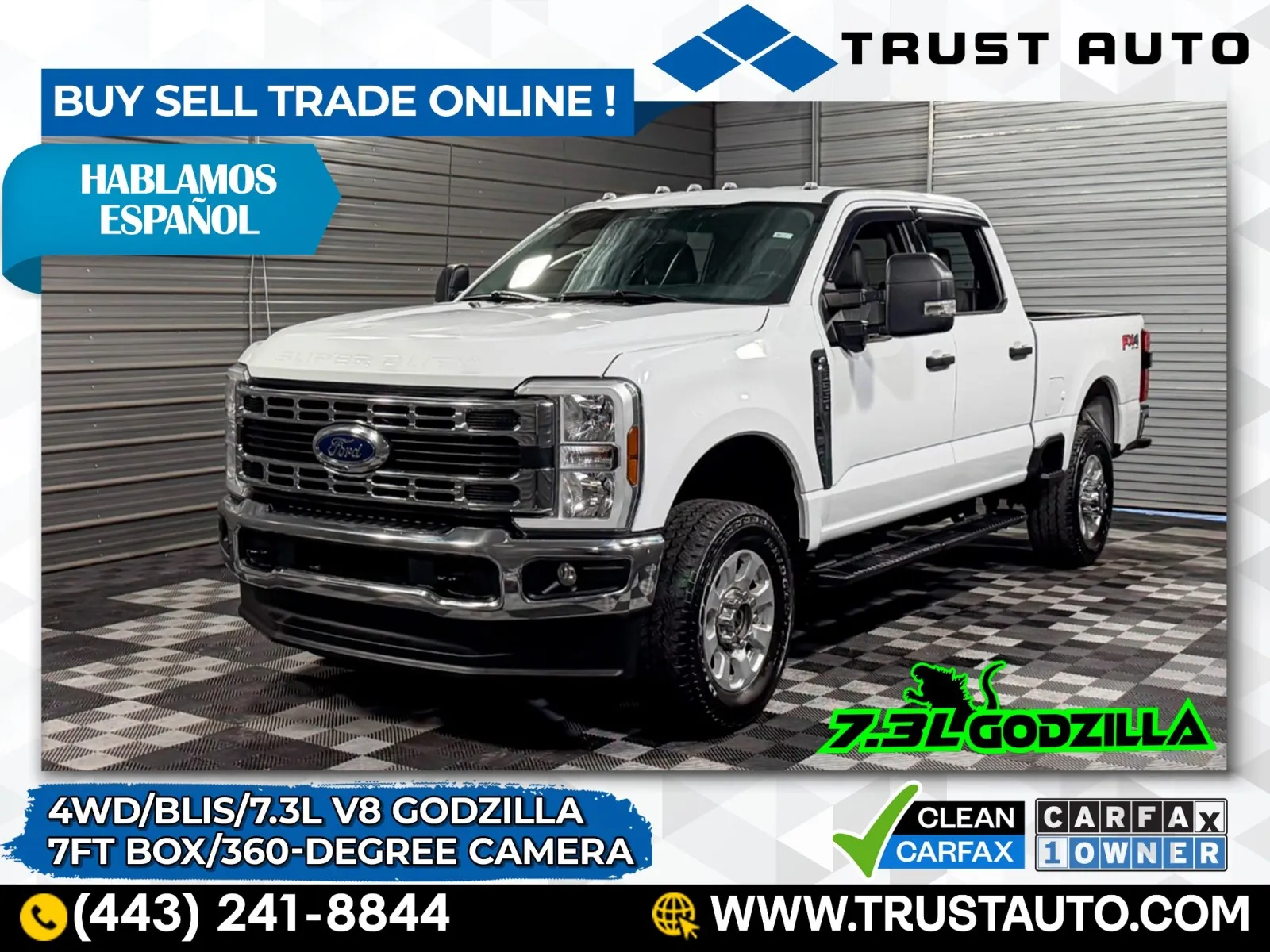 White 2024 Ford Super Duty F-350 SRW XLT 4WD Crew Cab 7.3L V8 Godzilla Pickup Truck for sale in Sykesville, MD