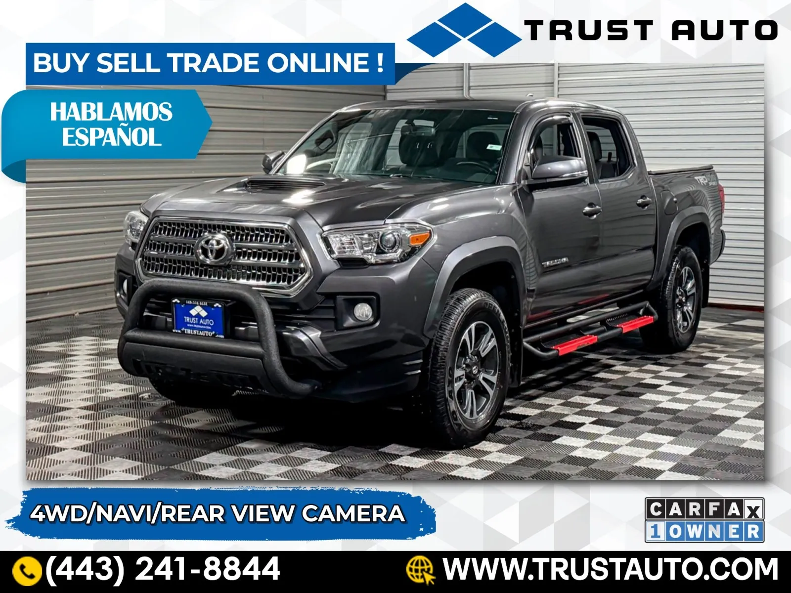 Gray 2017 Toyota Tacoma TRD Sport 4WD Double Cab Pickup Truck for sale in Sykesville, MD