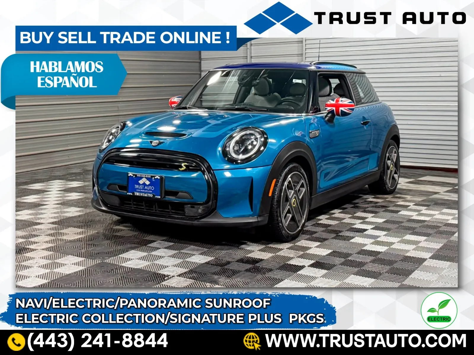 Blue 2022 MINI Hardtop 2 Door Cooper SE Electric Hatchback w/Signature Plus Trim for sale in Sykesville, MD