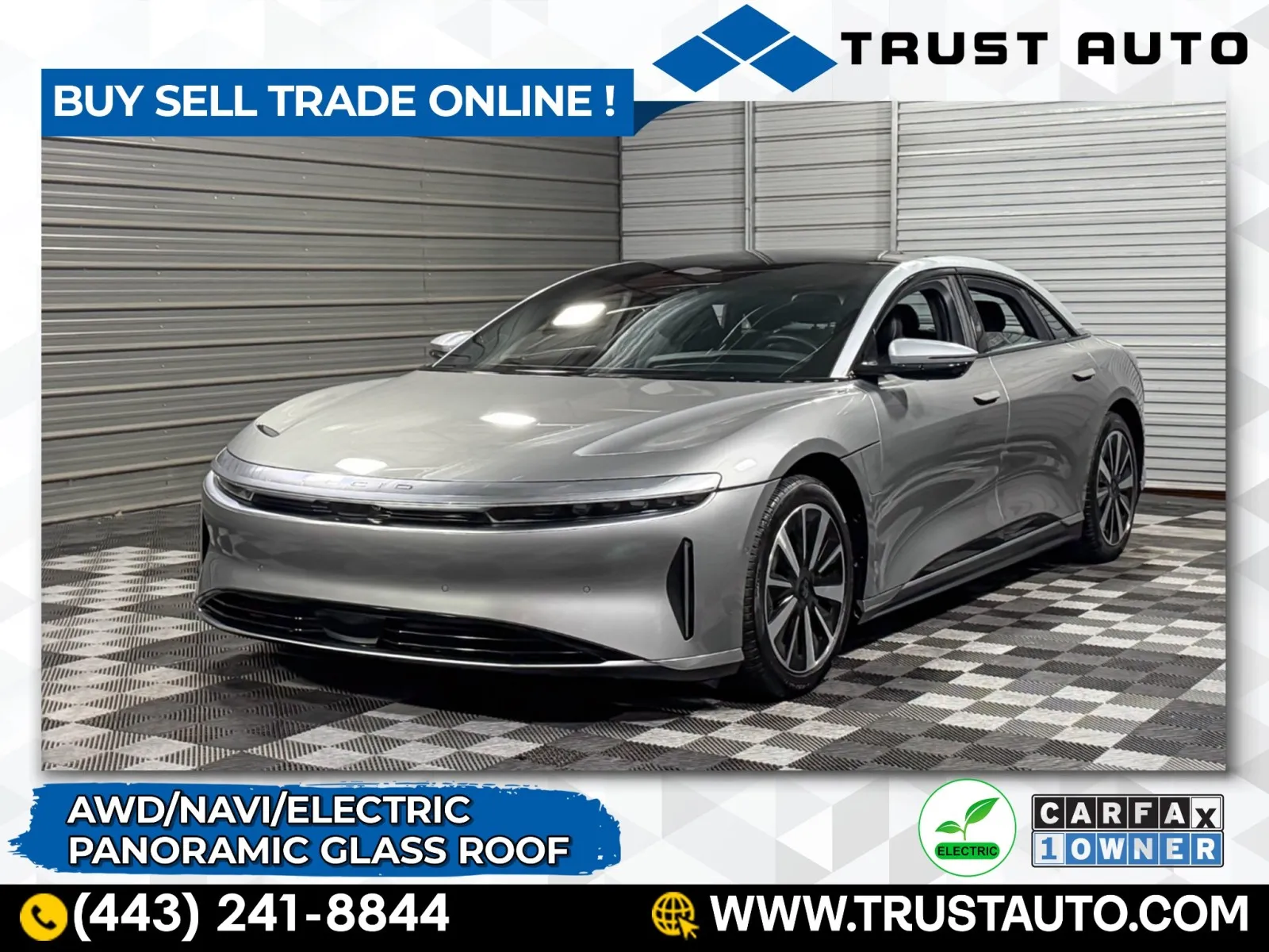 Silver 2022 Lucid Air Grand Touring AWD Electric Sedan for sale in Sykesville, MD