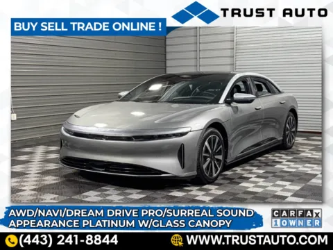 Silver 2022 Lucid Air Grand Touring AWD Electric Sedan for sale in Sykesville, MD
