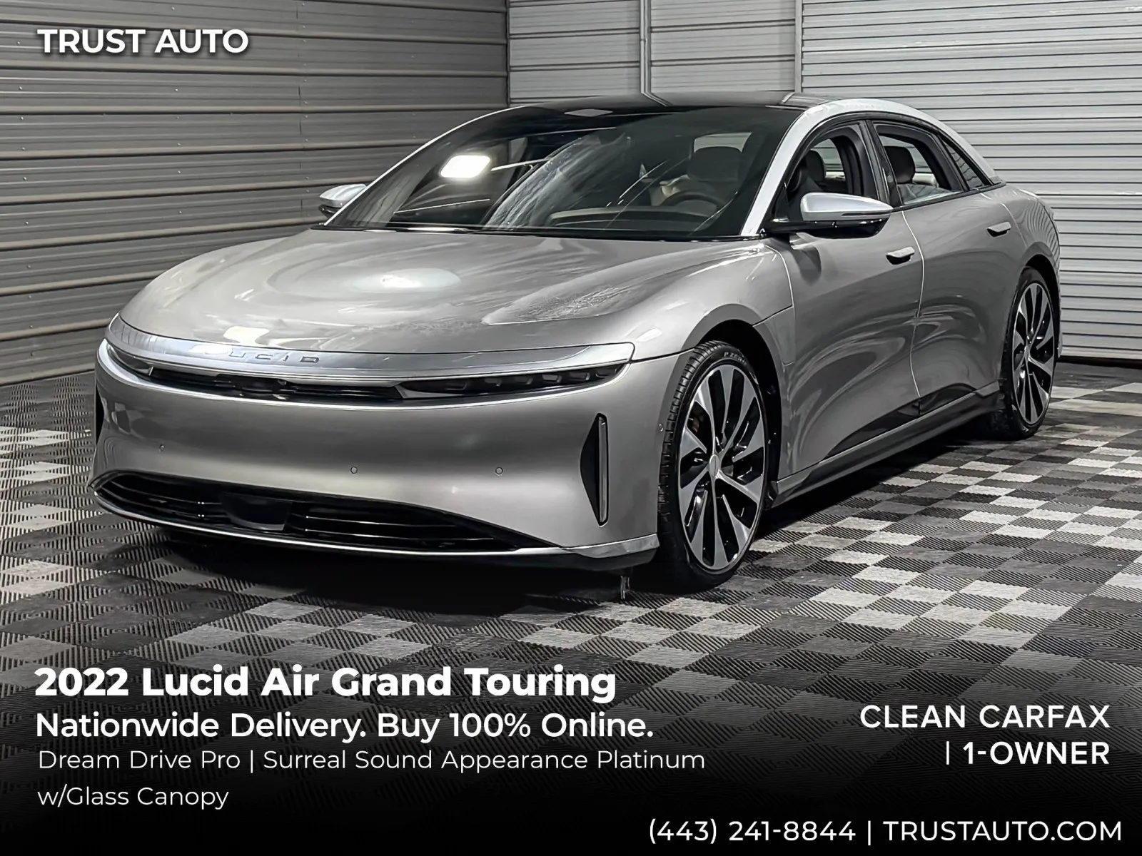 Silver 2022 Lucid Air Grand Touring AWD Electric Sedan for sale in Sykesville, MD