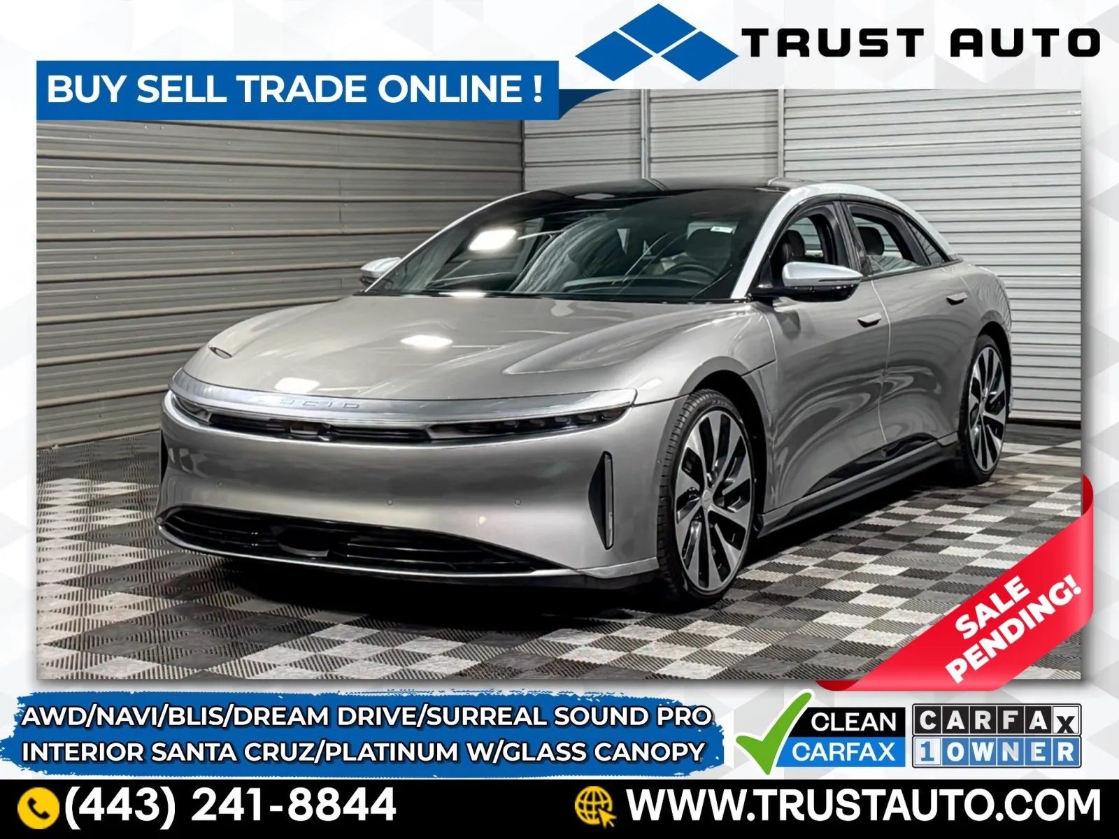 2023 Lucid Air Grand Touring AWD Electric Sedan w/Dream Drive Pro for sale in Sykesville, MD