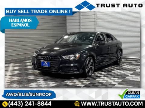 Black 2020 Audi A3 45 TFSI quattro S line Premium AWD Sedan for sale in Sykesville, MD
